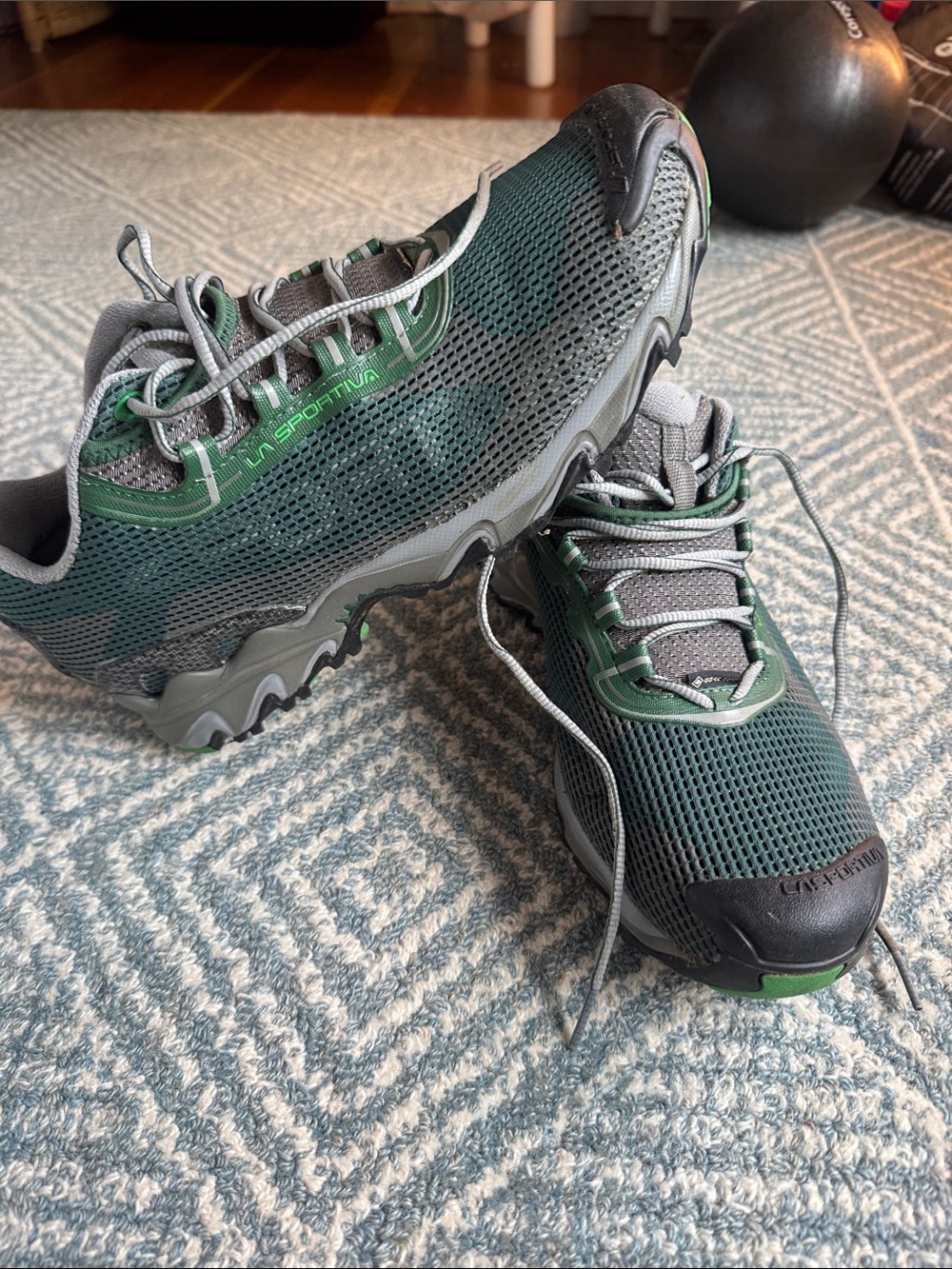 La Sportiva Green and Gray Mesh Trail Shoes